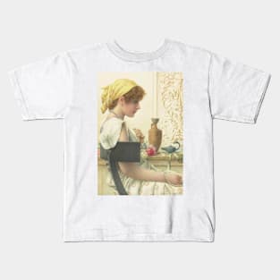 Girl with Pearls, Henry Ryland 1897 Kids T-Shirt